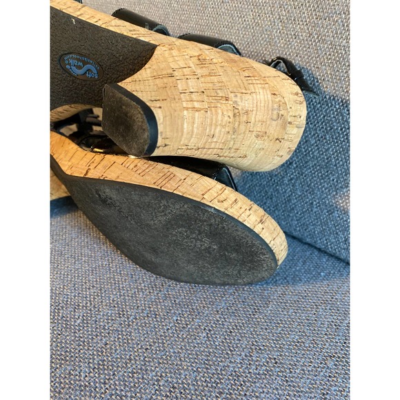 Soft Walk Woman’s patent leather sandal black Carson Size 8.5 cork heel open toe - Picture 13 of 16